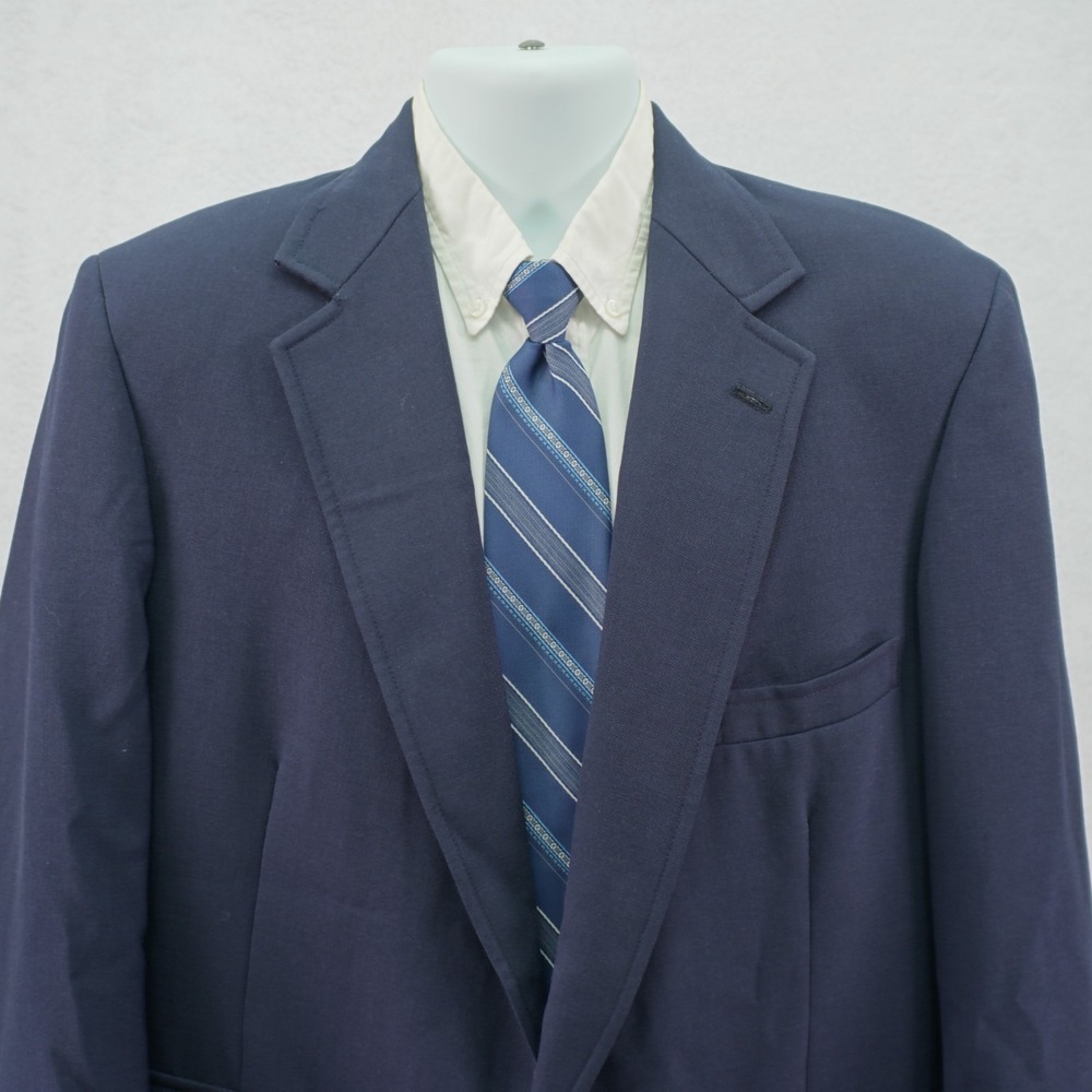 Christian Brooks Blue Wool 2 Gold Button Blazer 44L Tagged 46L - Picture 1 of 11